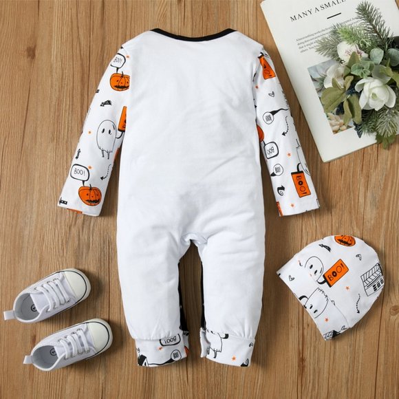 Halloween Pumpkin Jumpsuit Romper w/Hat 6-9 mos NEW - Picture 2 of 4
